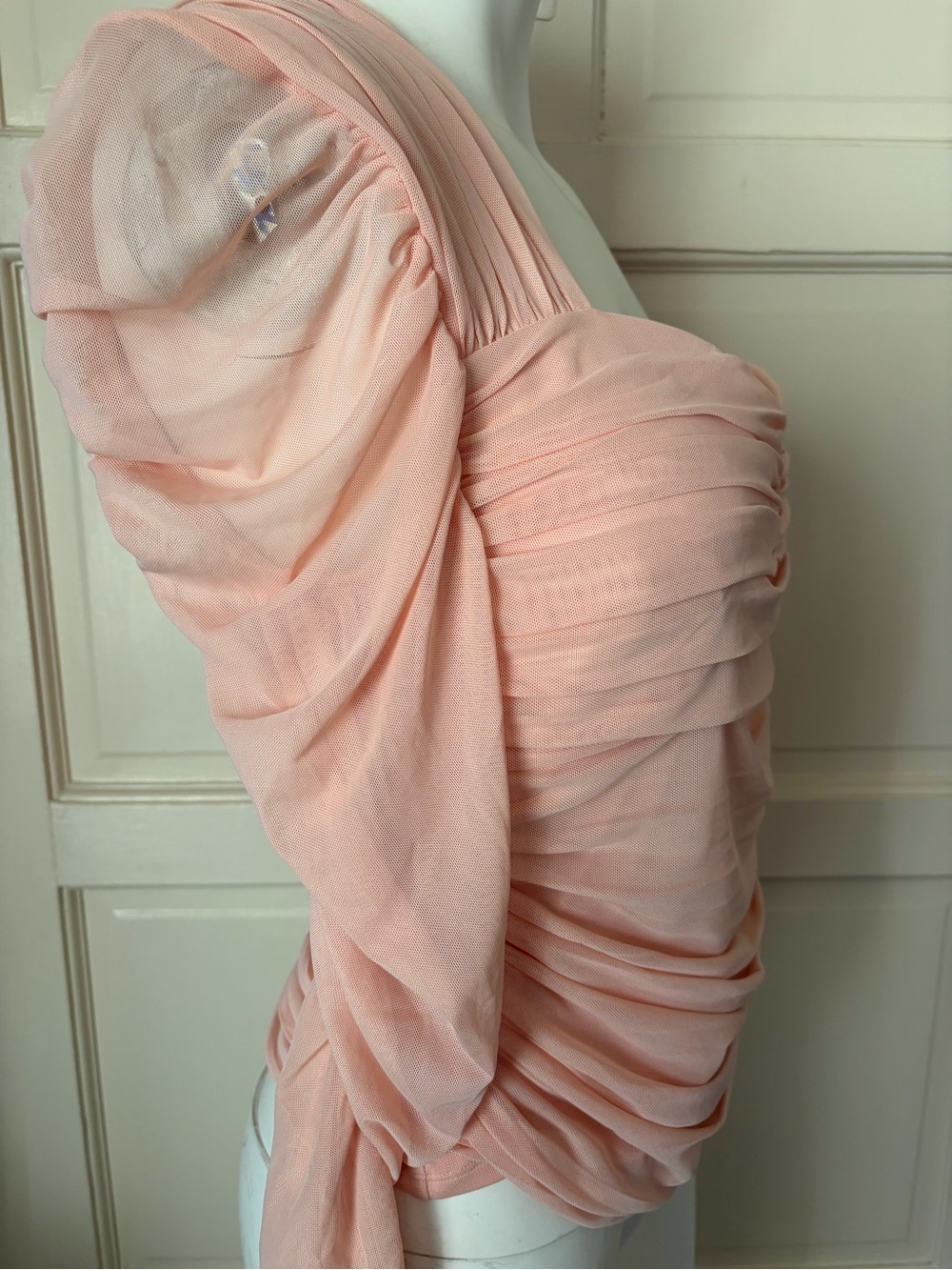 Express Blush Ruched Chiffon Draped Blouse